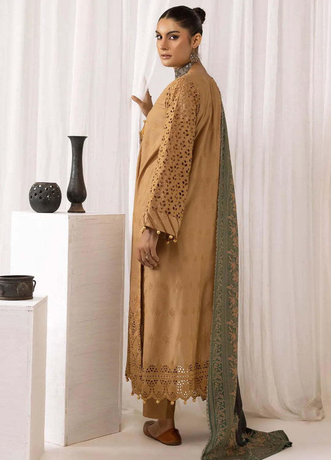 Mahees By Riaz Arts ChikanKari Slub Suit Unstitched 3 Piece RA24CW D-10 - Winter Collection