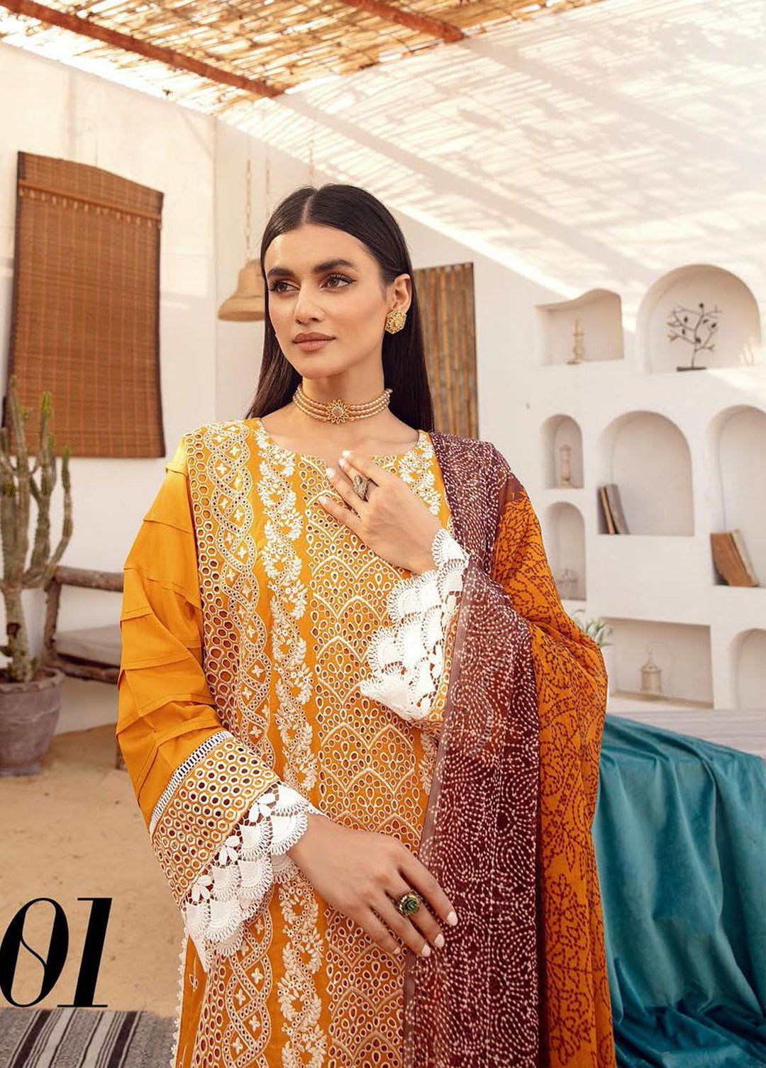 Mahees By Riaz Arts Embroidered  Suits Unstitched 3 Piece RA23-M15 01 - Summer Collection