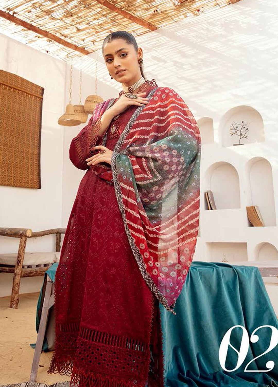 Mahees By Riaz Arts Embroidered  Suits Unstitched 3 Piece RA23-M15 02 - Summer Collection