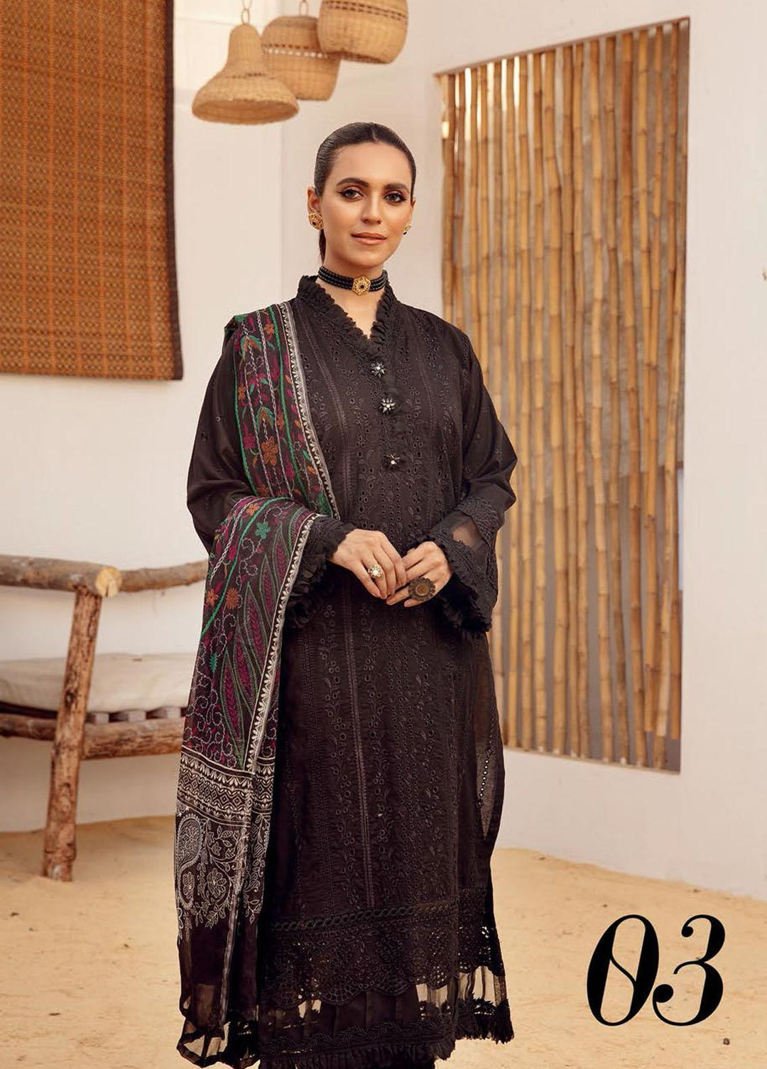 Mahees By Riaz Arts Embroidered  Suits Unstitched 3 Piece RA23-M15 03 - Summer Collection