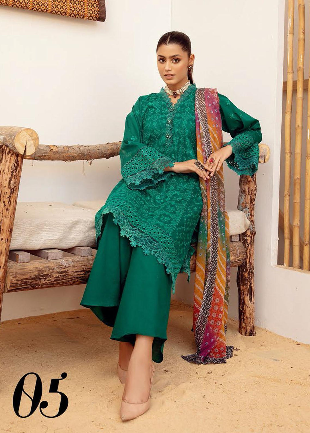 Mahees By Riaz Arts Embroidered  Suits Unstitched 3 Piece RA23-M15 05 - Summer Collection