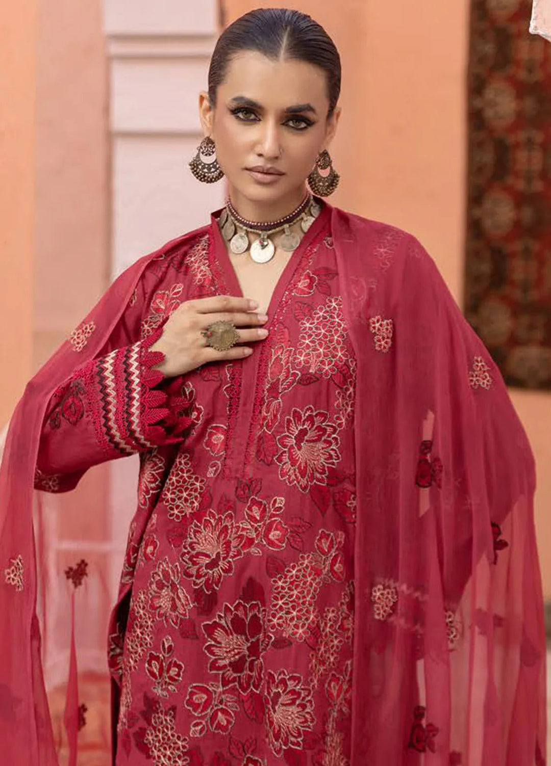 Mahees By Riaz Arts Embroidered Karandi Suit Unstitched 3 Piece RA24M9 D-02 - Winter Collection