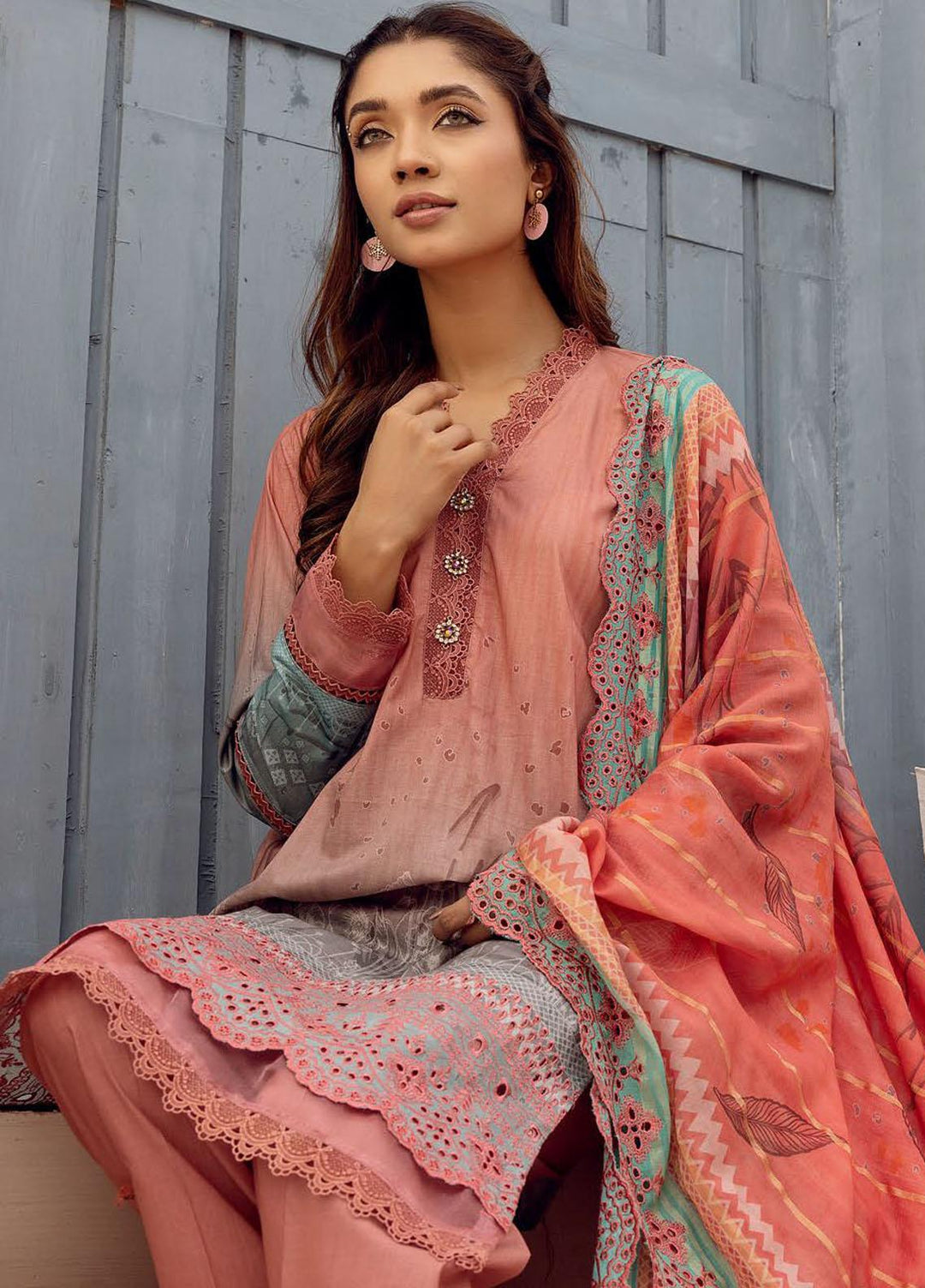 Mahees By Riaz Arts Embroidered Lawn Suits Unstitched 3 Piece RA23-M8 D-10 - Summer Collection