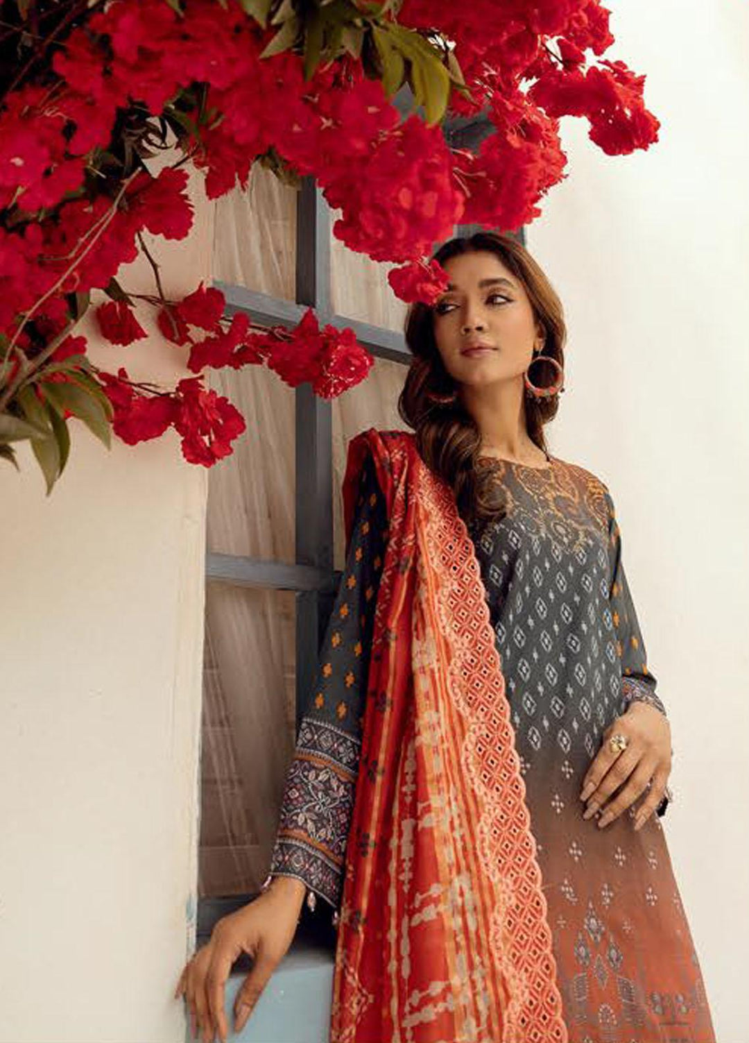 Mahees By Riaz Arts Embroidered Lawn Suits Unstitched 3 Piece RA23-M8 D-2 - Summer Collection