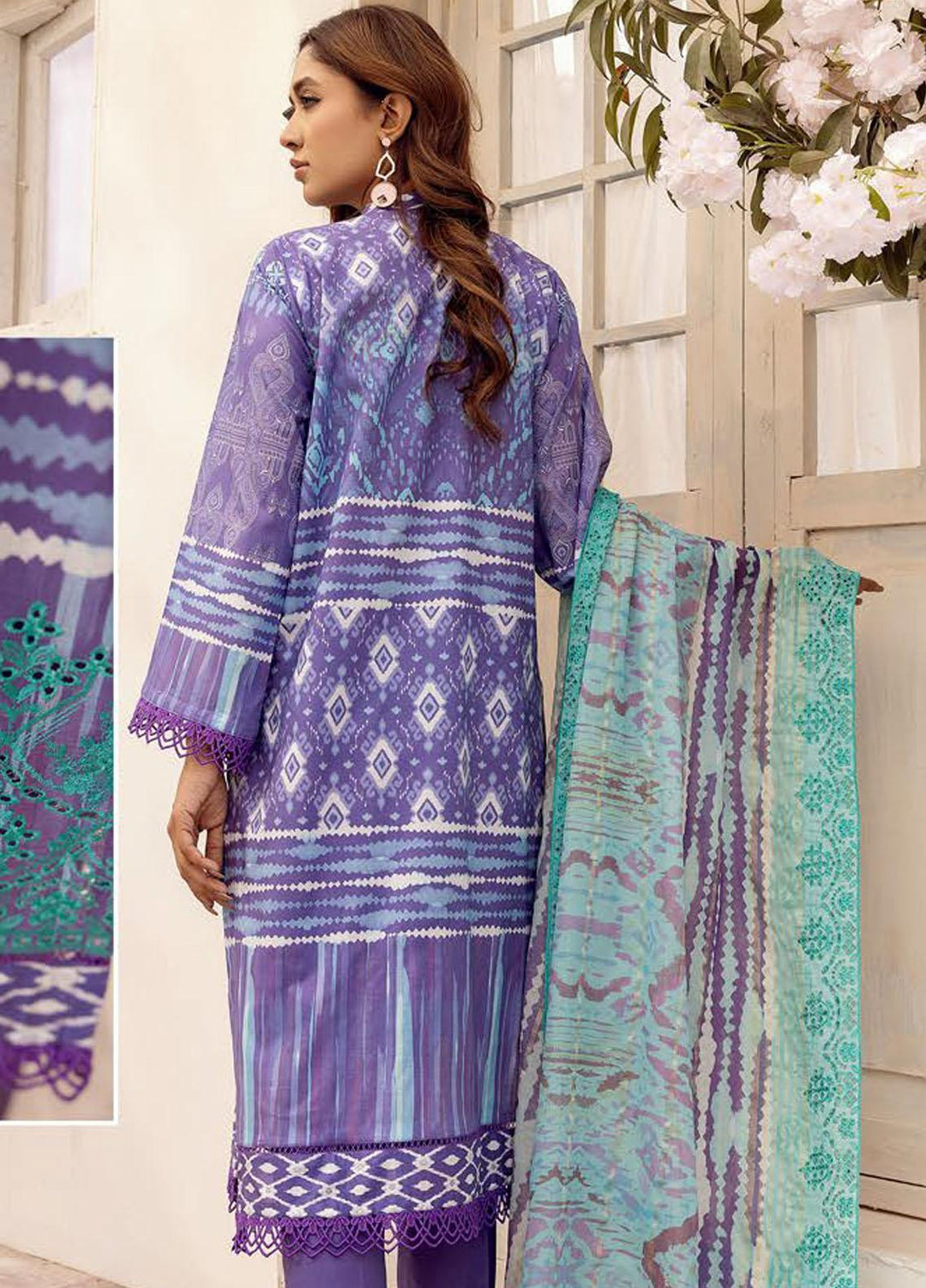 Mahees By Riaz Arts Embroidered Lawn Suits Unstitched 3 Piece RA23-M8 D-6 - Summer Collection