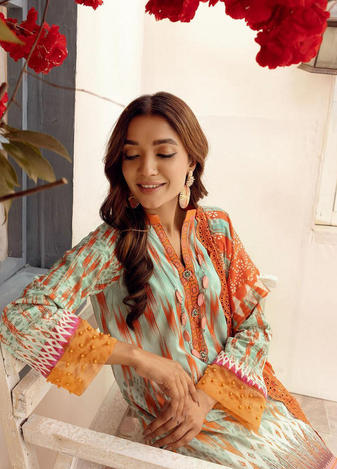 Mahees By Riaz Arts Embroidered Lawn Suits Unstitched 3 Piece RA23-M8 D-8 - Summer Collection