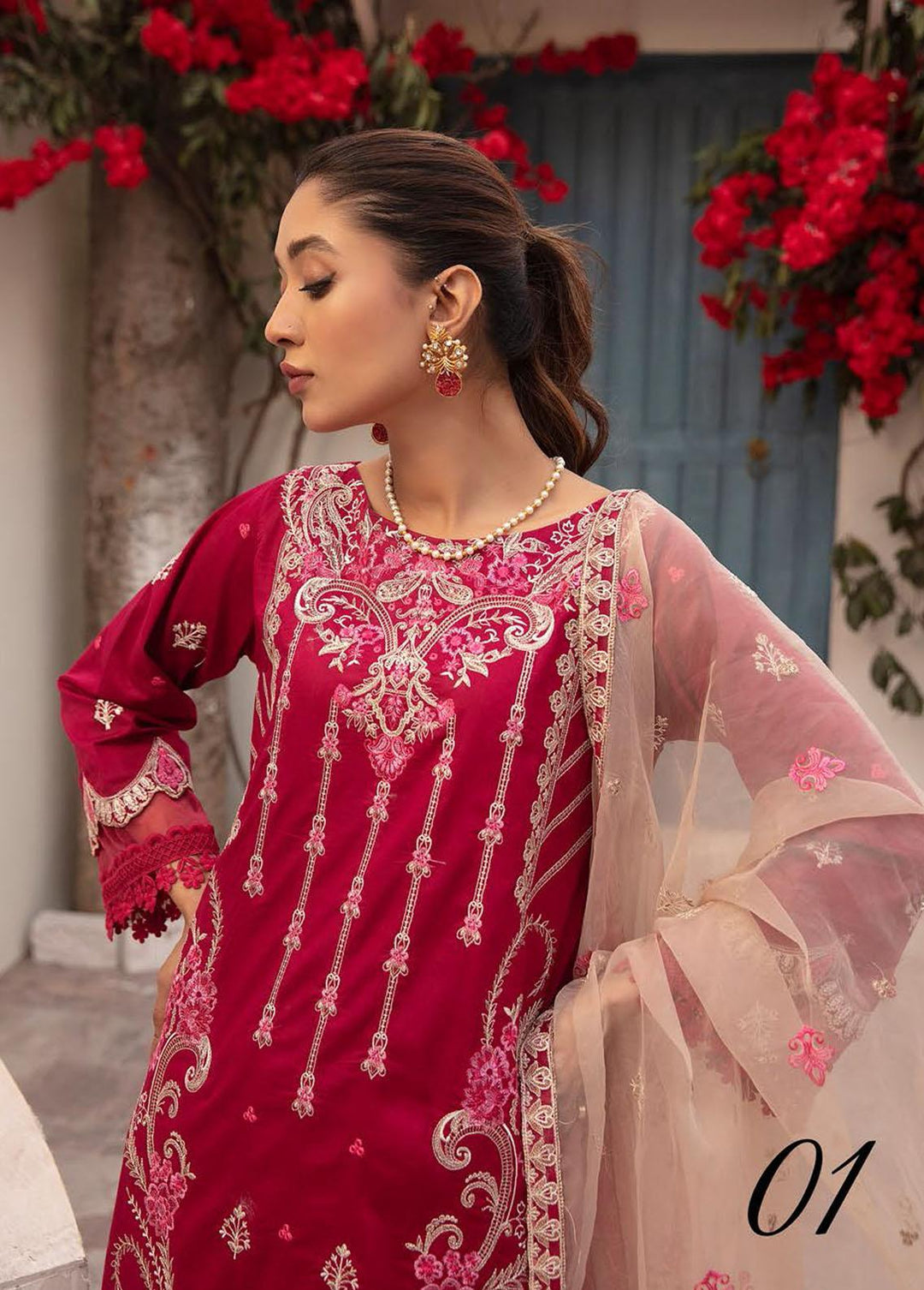 Mahees By Riaz Arts Embroidered Lawn Suits Unstitched 3 Piece RA23-M12 01 - Summer Collection