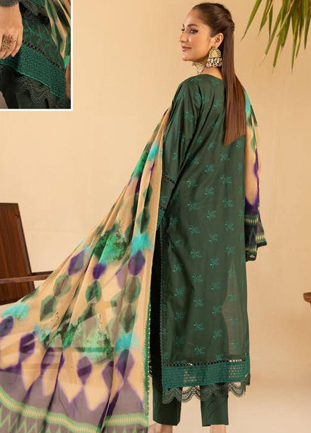 Mahees By Riaz Arts Embroidered Lawn Suits Unstitched 3 Piece RA23M-V33 D-01 - Summer Collection