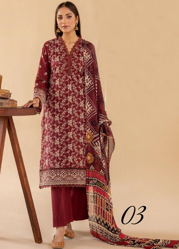 Mahees By Riaz Arts Embroidered Lawn Suits Unstitched 3 Piece RA23M-V33 D-03 - Summer Collection