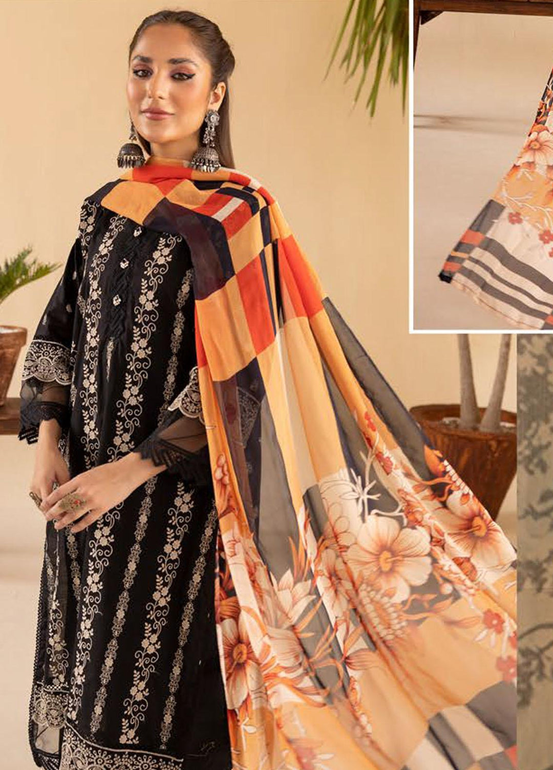 Mahees By Riaz Arts Embroidered Lawn Suits Unstitched 3 Piece RA23M-V33 D-10 - Summer Collection