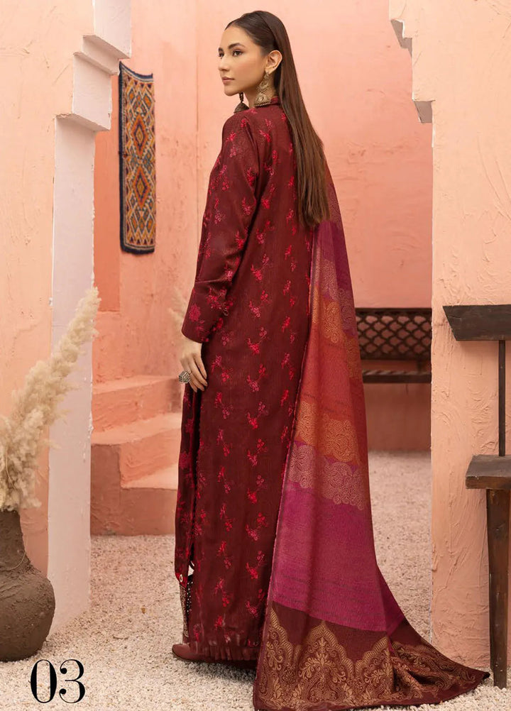 Mahees By Riaz Arts Embroidered Leather Peach Suit Unstitched 3 Piece RA24ZP D-03 - Winter Collection