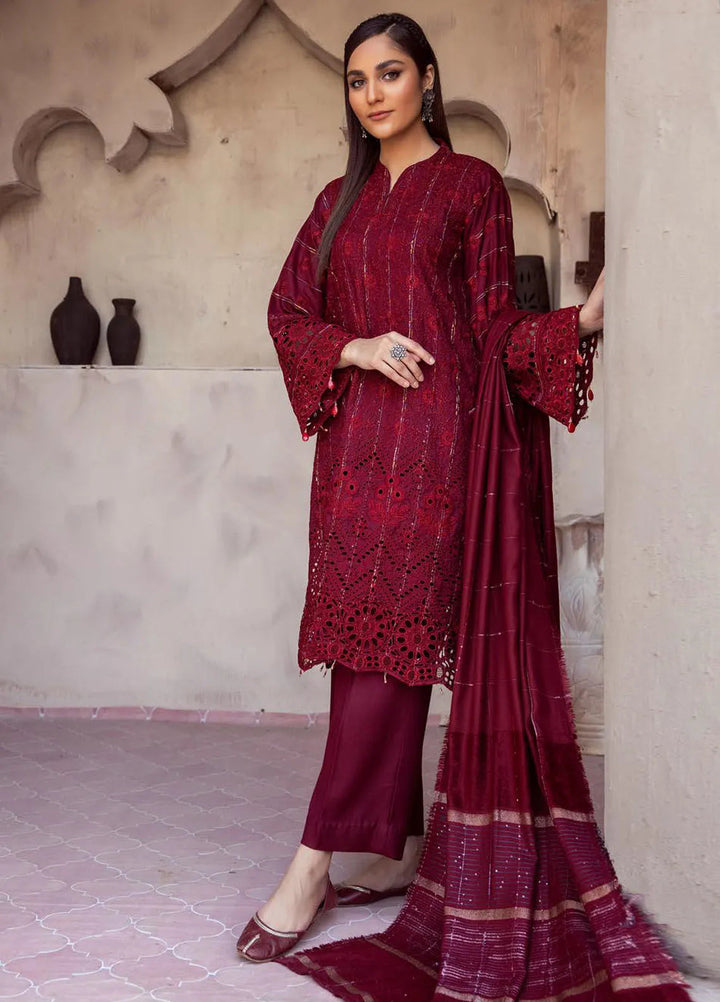 Mahees by Riaz Arts Embroidered Leather Peach Suits Unstitched 3 Piece RA24ML D-03 - Winter Collection