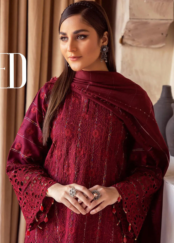 Mahees by Riaz Arts Embroidered Leather Peach Suits Unstitched 3 Piece RA24ML D-03 - Winter Collection