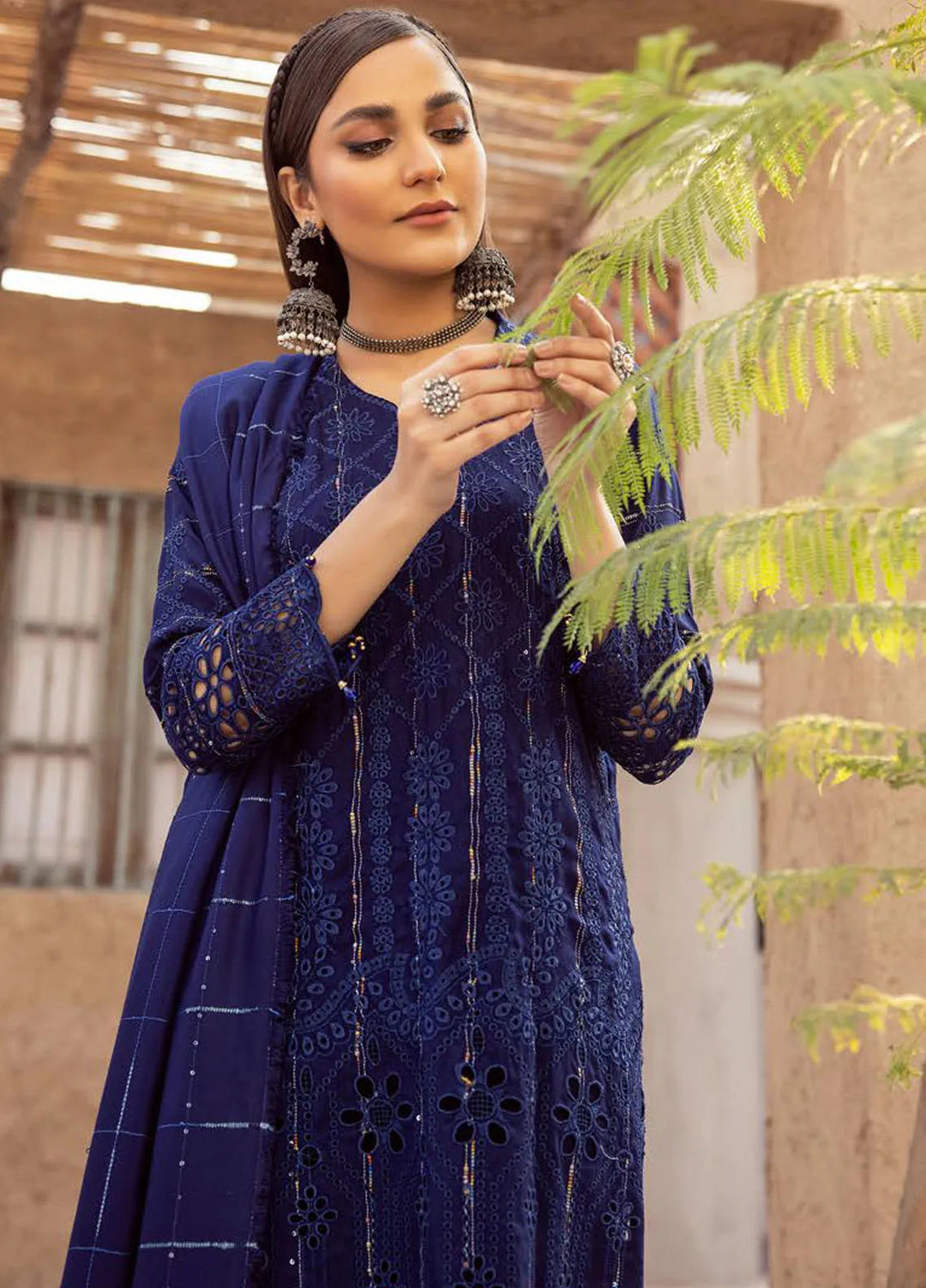 Mahees by Riaz Arts Embroidered Leather Peach Suits Unstitched 3 Piece RA24ML D-04 - Winter Collection