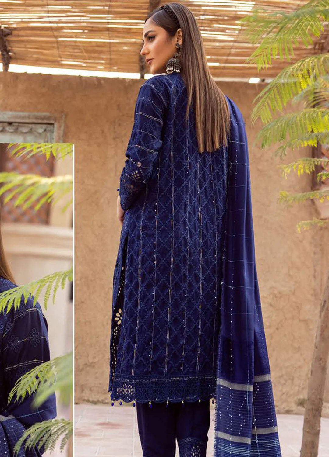 Mahees by Riaz Arts Embroidered Leather Peach Suits Unstitched 3 Piece RA24ML D-04 - Winter Collection