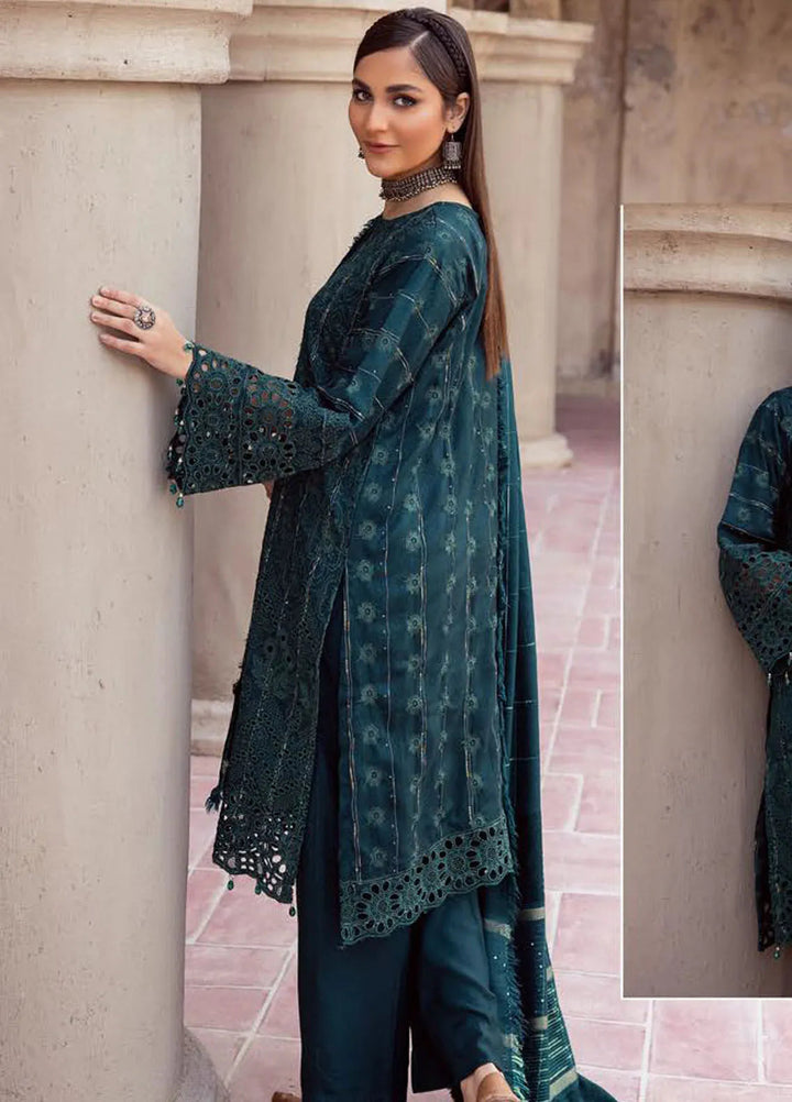 Mahees by Riaz Arts Embroidered Leather Peach Suits Unstitched 3 Piece RA24ML D-06 - Winter Collection