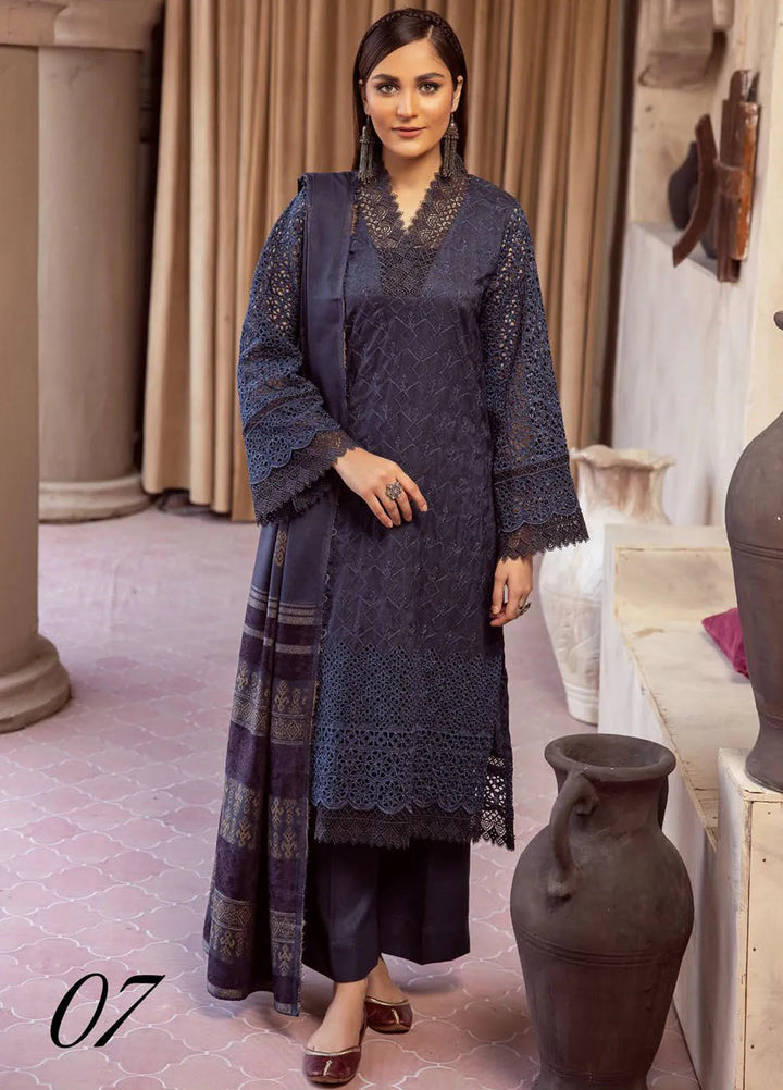 Mahees by Riaz Arts Embroidered Leather Peach Suits Unstitched 3 Piece RA24ML D-07 - Winter Collection