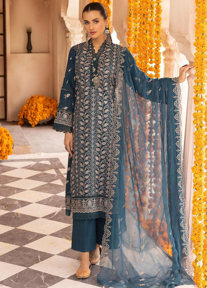 Mahees By Riaz Arts Embroidered Lawn Suits Unstitched 3 Piece RA23M-V28 D-02 - Summer Collection