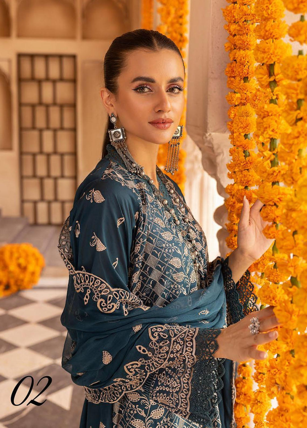 Mahees By Riaz Arts Embroidered Lawn Suits Unstitched 3 Piece RA23M-V28 D-02 - Summer Collection