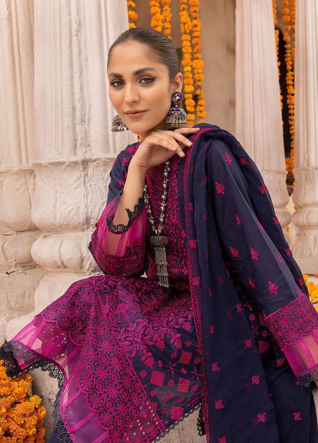 Mahees By Riaz Arts Embroidered Lawn Suits Unstitched 3 Piece RA23M-V28 D-03 - Summer Collection