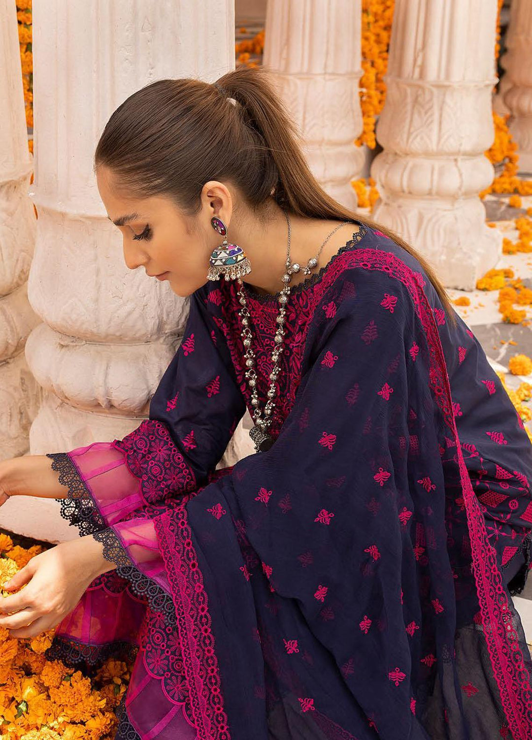 Mahees By Riaz Arts Embroidered Lawn Suits Unstitched 3 Piece RA23M-V28 D-03 - Summer Collection