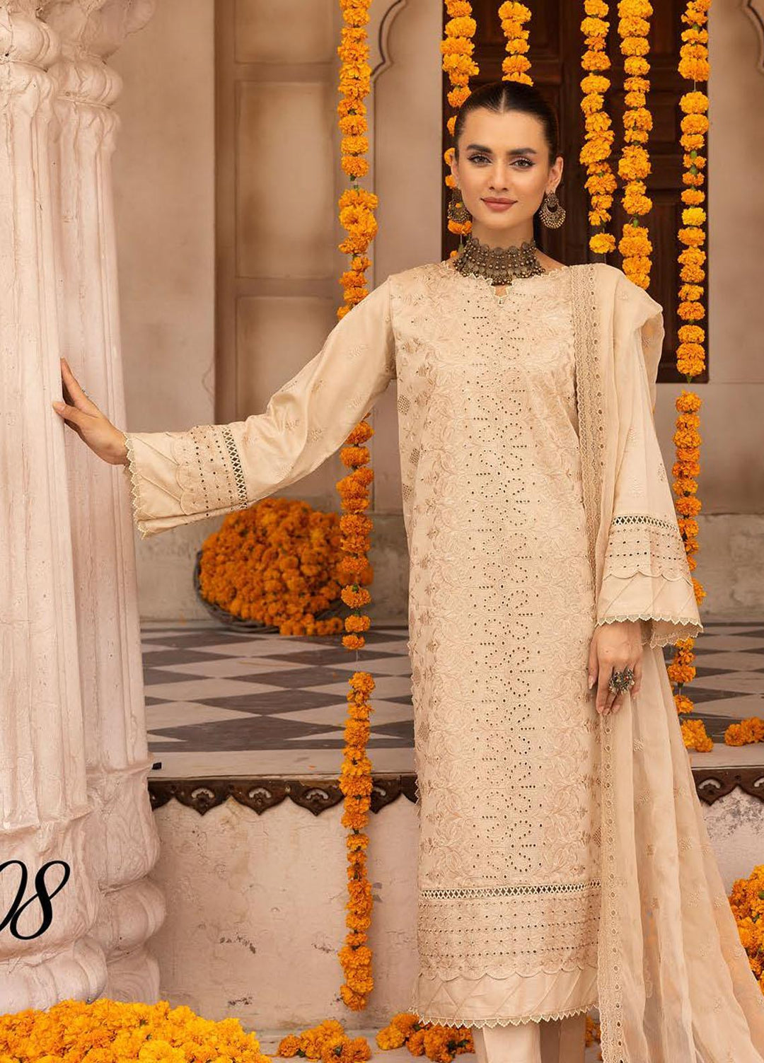 Mahees By Riaz Arts Embroidered Lawn Suits Unstitched 3 Piece RA23M-V28 D-08 - Summer Collection