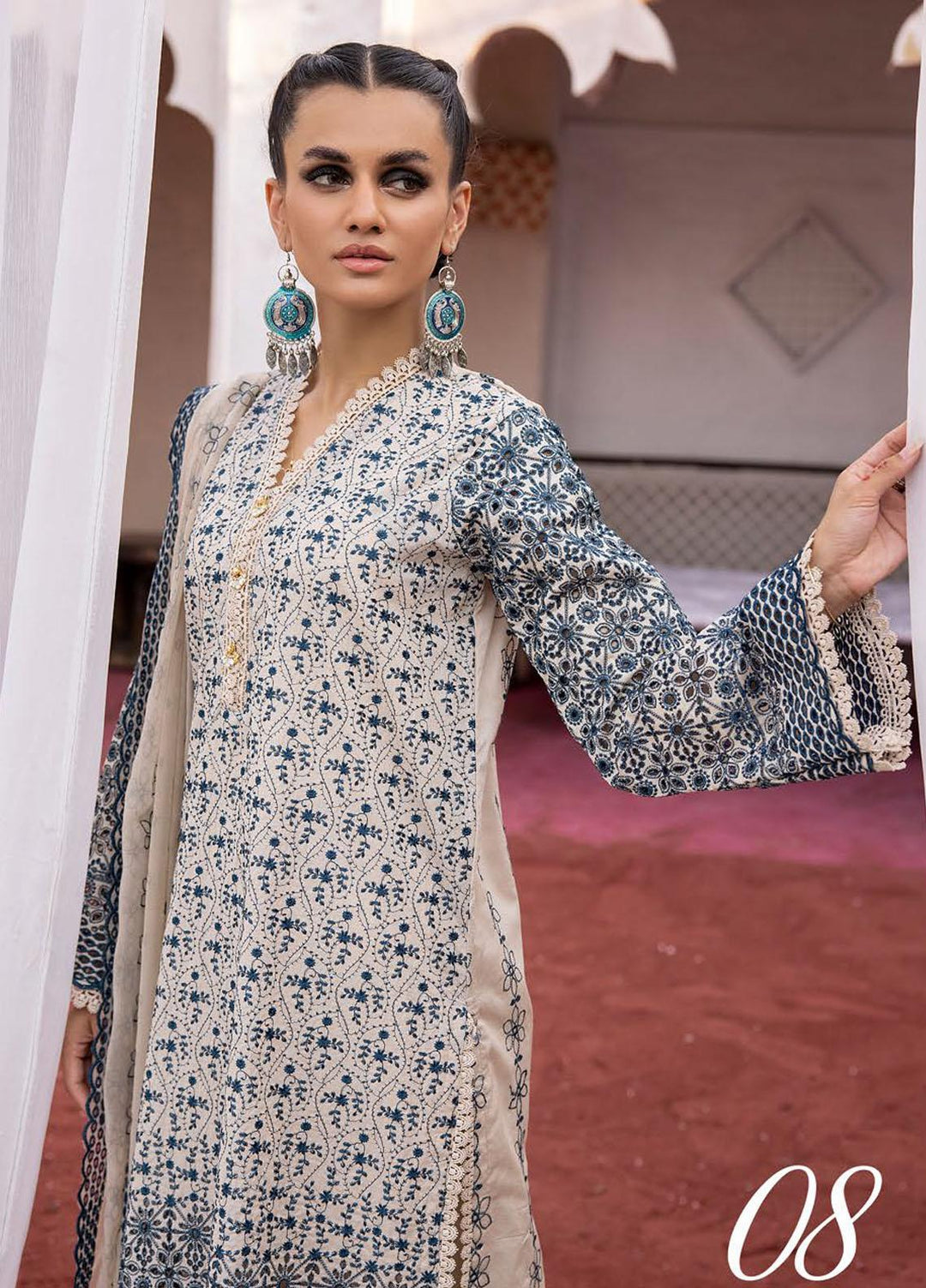 Mahees By Riaz Arts Embroidered Lawn Suits Unstitched 3 Piece RA23M-V29 D-08 - Summer Collection