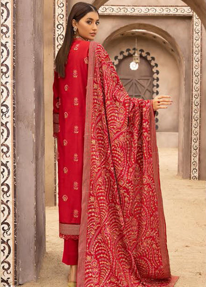 Mahees By Riaz Arts Embroidered Leather Peach Suits Unstitched 3 Piece RA22MP 01 - Winter Collection