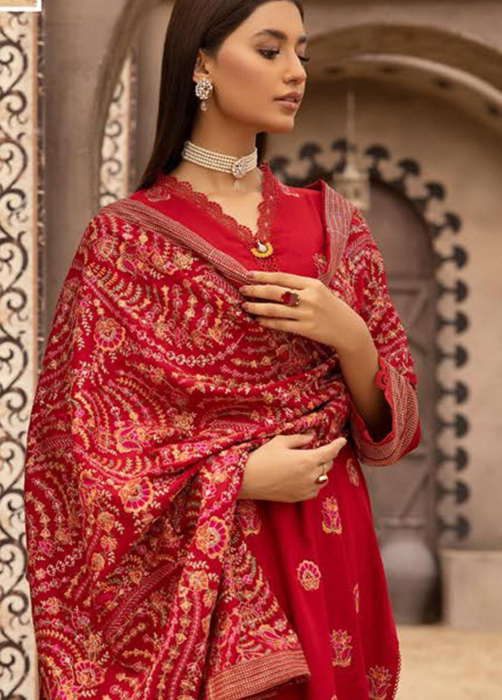 Mahees By Riaz Arts Embroidered Leather Peach Suits Unstitched 3 Piece RA22MP 01 - Winter Collection