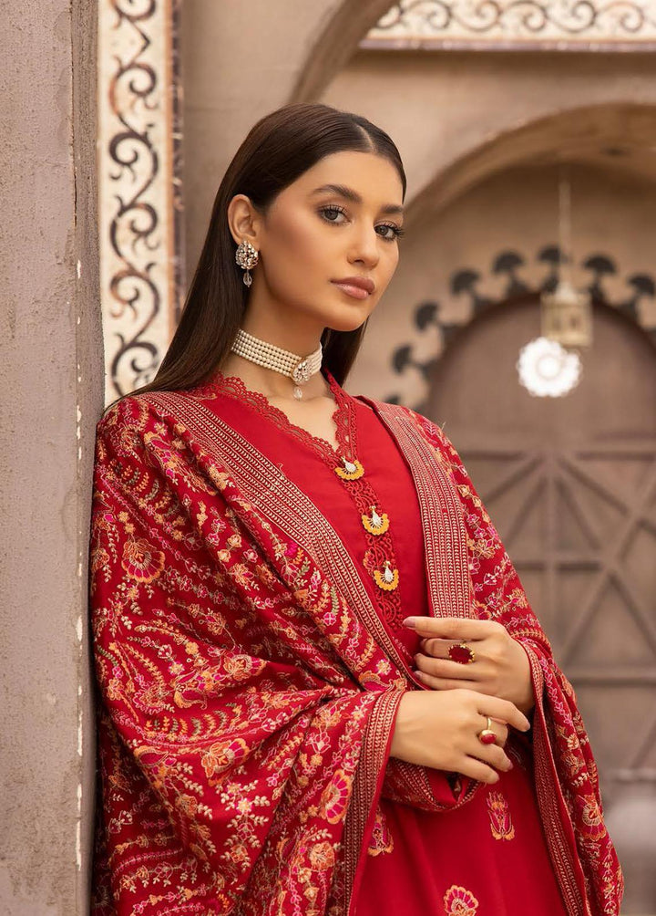 Mahees By Riaz Arts Embroidered Leather Peach Suits Unstitched 3 Piece RA22MP 01 - Winter Collection