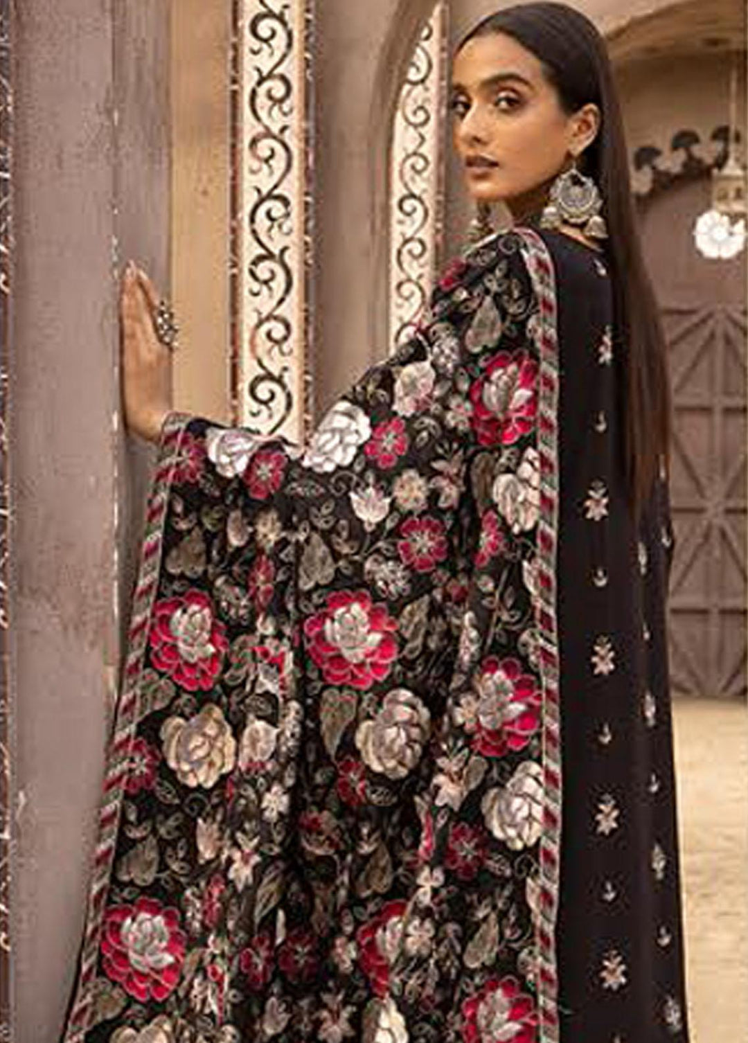 Mahees By Riaz Arts Embroidered Leather Peach Suits Unstitched 3 Piece RA22MP 02 - Winter Collection