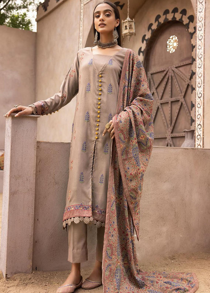 Mahees By Riaz Arts Embroidered Leather Peach Suits Unstitched 3 Piece RA22MP 03 - Winter Collection
