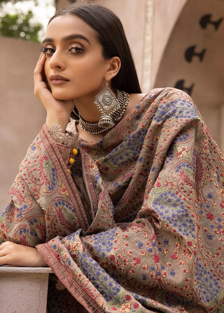 Mahees By Riaz Arts Embroidered Leather Peach Suits Unstitched 3 Piece RA22MP 03 - Winter Collection