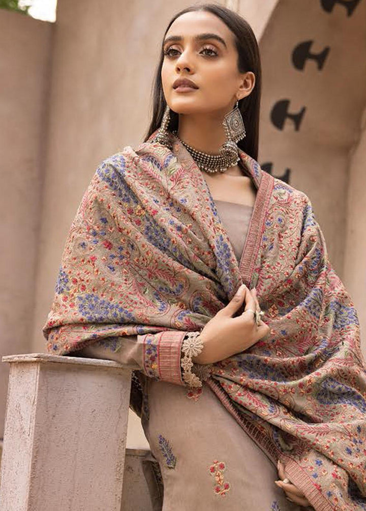 Mahees By Riaz Arts Embroidered Leather Peach Suits Unstitched 3 Piece RA22MP 03 - Winter Collection