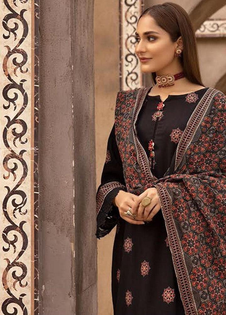Mahees By Riaz Arts Embroidered Leather Peach Suits Unstitched 3 Piece RA22MP 04 - Winter Collection