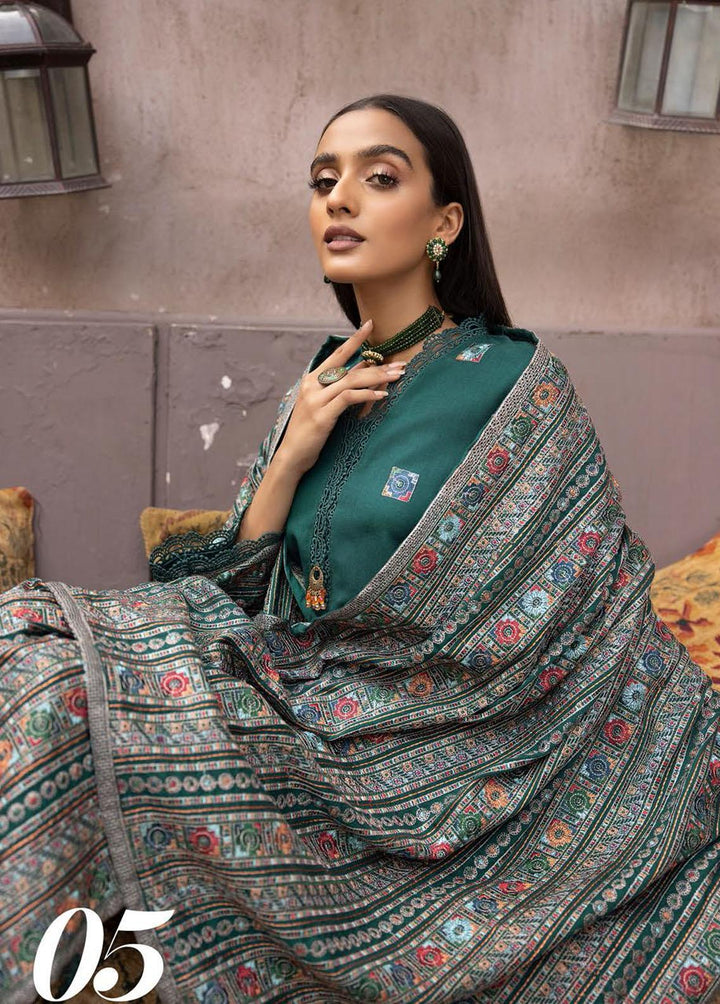 Mahees By Riaz Arts Embroidered Leather Peach Suits Unstitched 3 Piece RA22MP 05 - Winter Collection