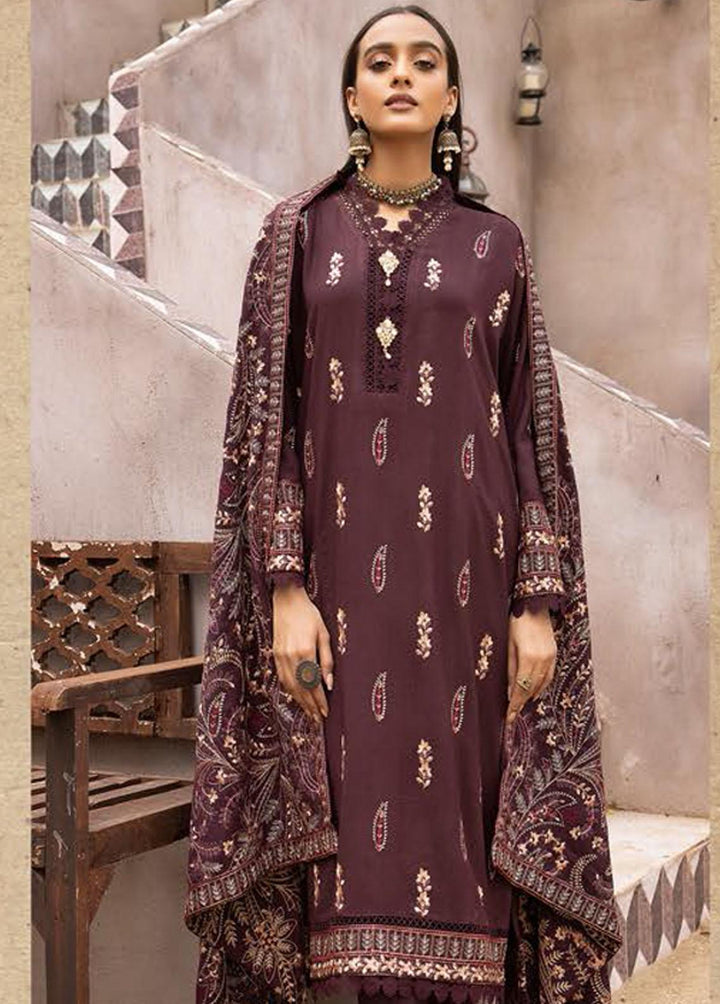 Mahees By Riaz Arts Embroidered Leather Peach Suits Unstitched 3 Piece RA22MP 06 - Winter Collection