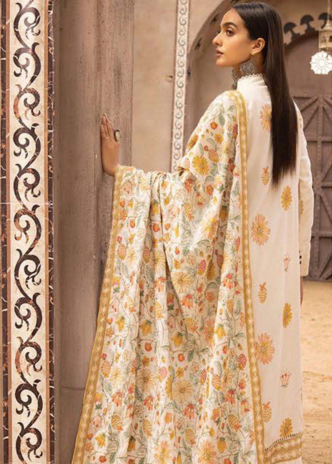 Mahees By Riaz Arts Embroidered Leather Peach Suits Unstitched 3 Piece RA22MP 07 - Winter Collection