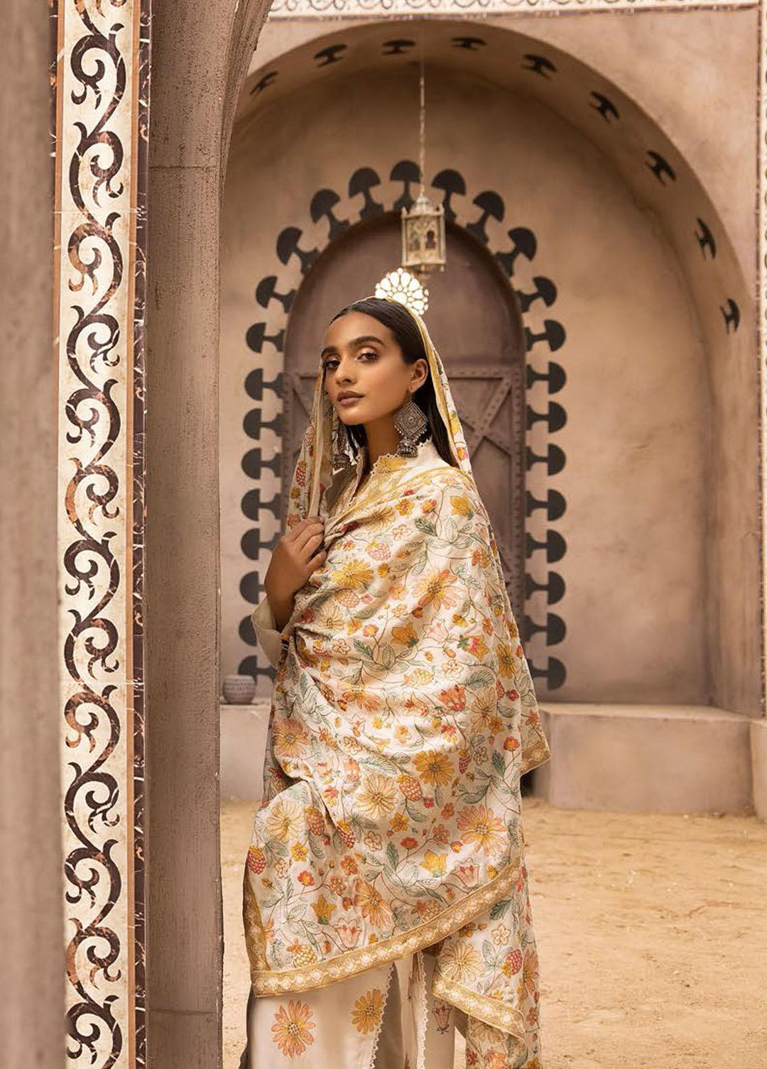 Mahees By Riaz Arts Embroidered Leather Peach Suits Unstitched 3 Piece RA22MP 07 - Winter Collection