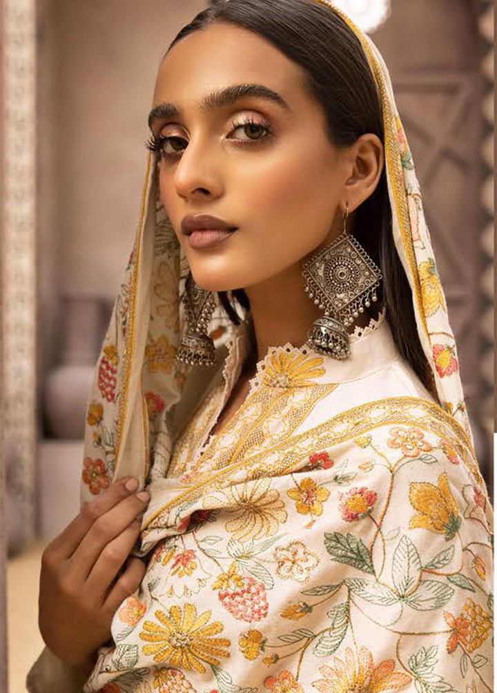 Mahees By Riaz Arts Embroidered Leather Peach Suits Unstitched 3 Piece RA22MP 07 - Winter Collection