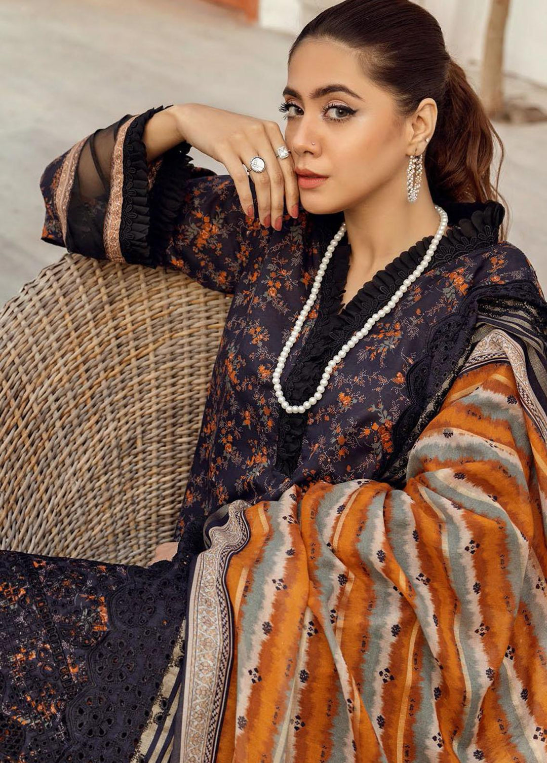 Mahees's By Riaz Arts Embroidered Lawn Suits Unstitched 3 Piece RA23-M6 01 - Summer Collection