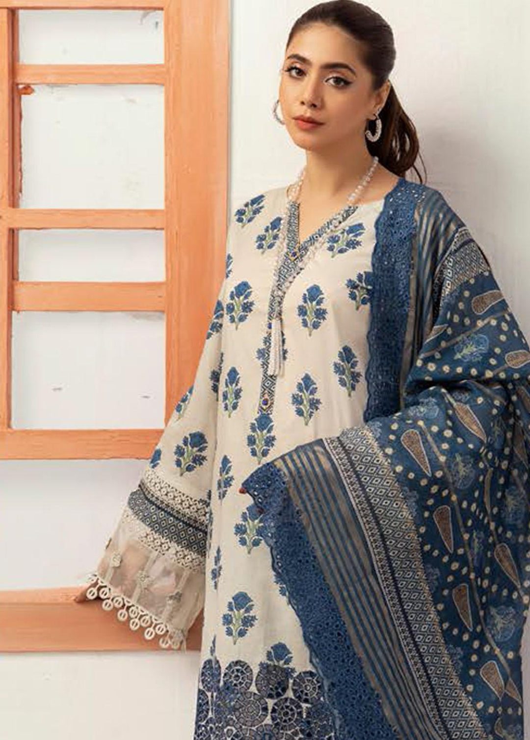 Mahees's By Riaz Arts Embroidered Lawn Suits Unstitched 3 Piece RA23-M6 04 - Summer Collection