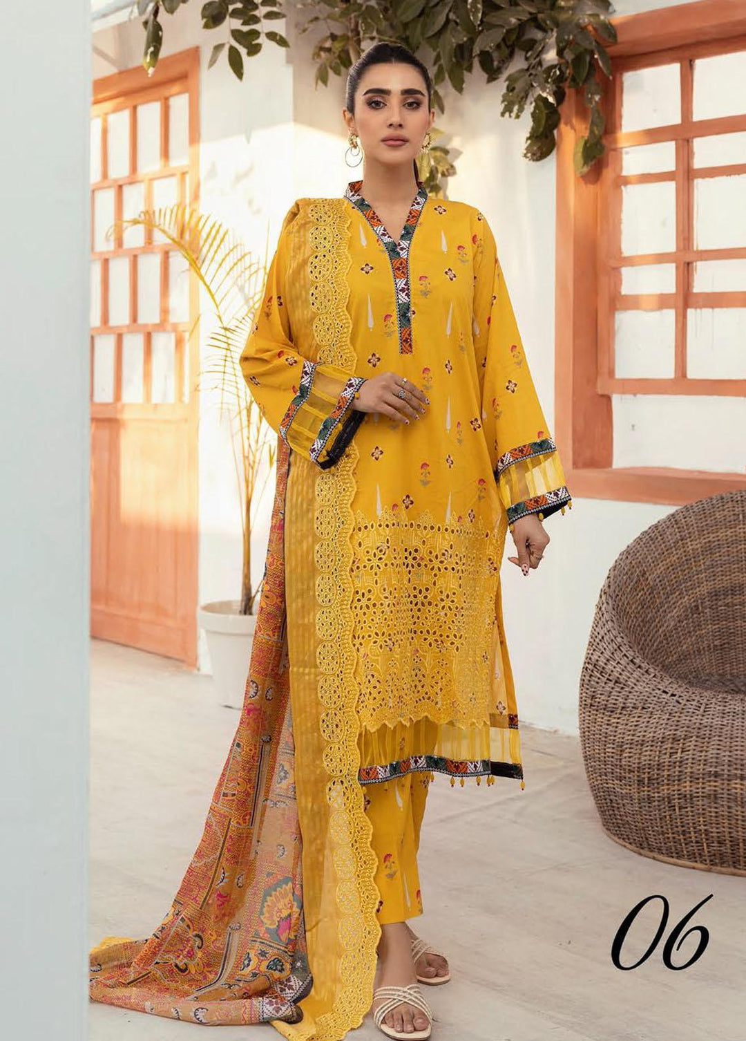 Mahees's By Riaz Arts Embroidered Lawn Suits Unstitched 3 Piece RA23-M6 06 - Summer Collection