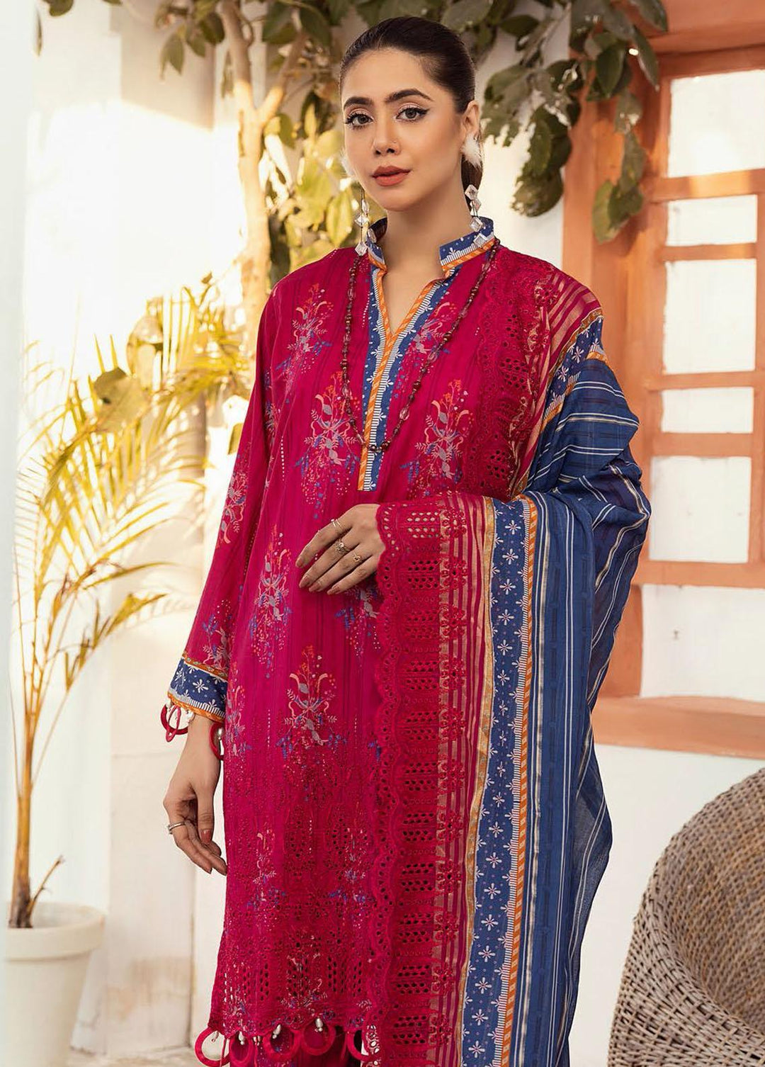 Mahees's By Riaz Arts Embroidered Lawn Suits Unstitched 3 Piece RA23-M6 07 - Summer Collection