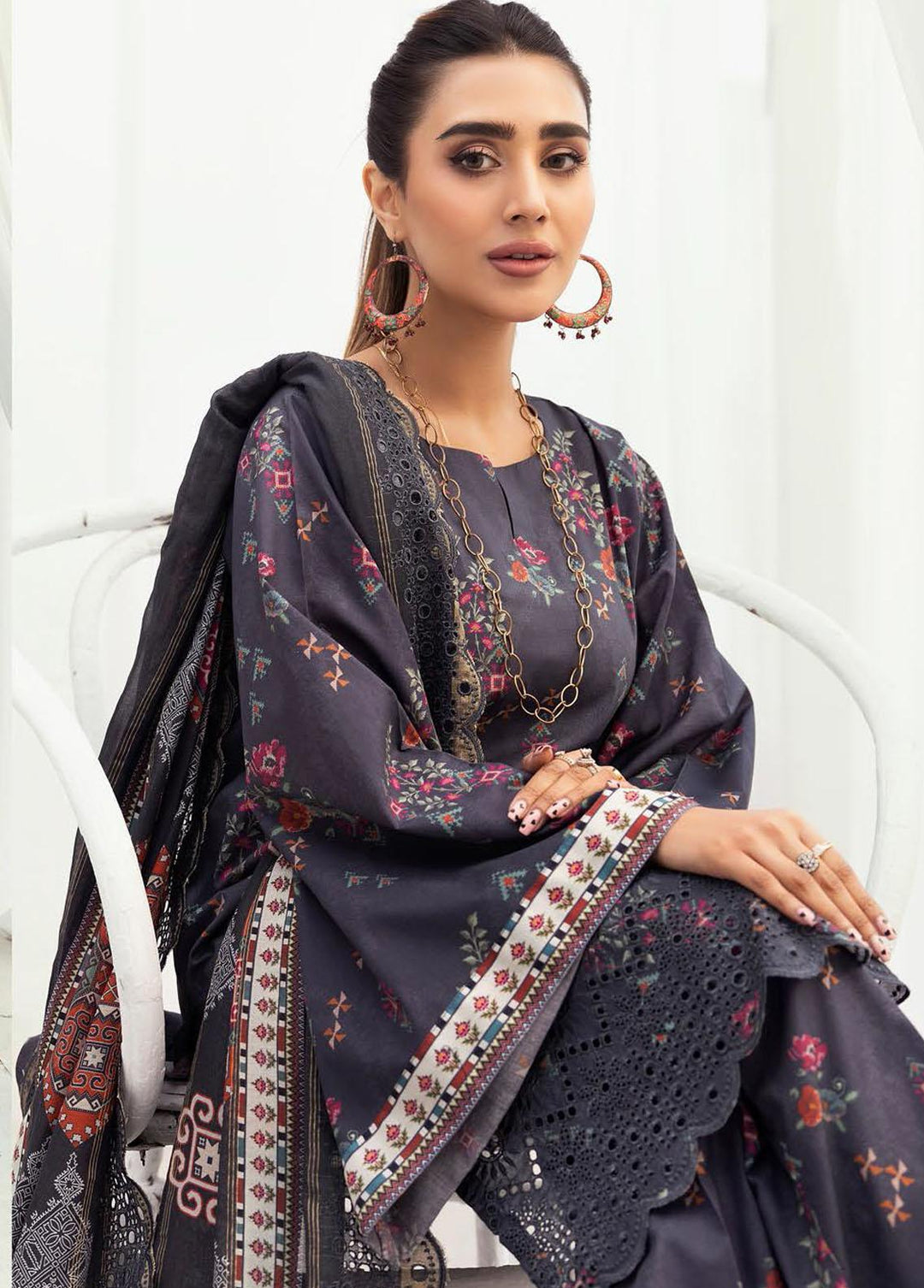 Mahees's By Riaz Arts Embroidered Lawn Suits Unstitched 3 Piece RA23-M6 08 - Summer Collection