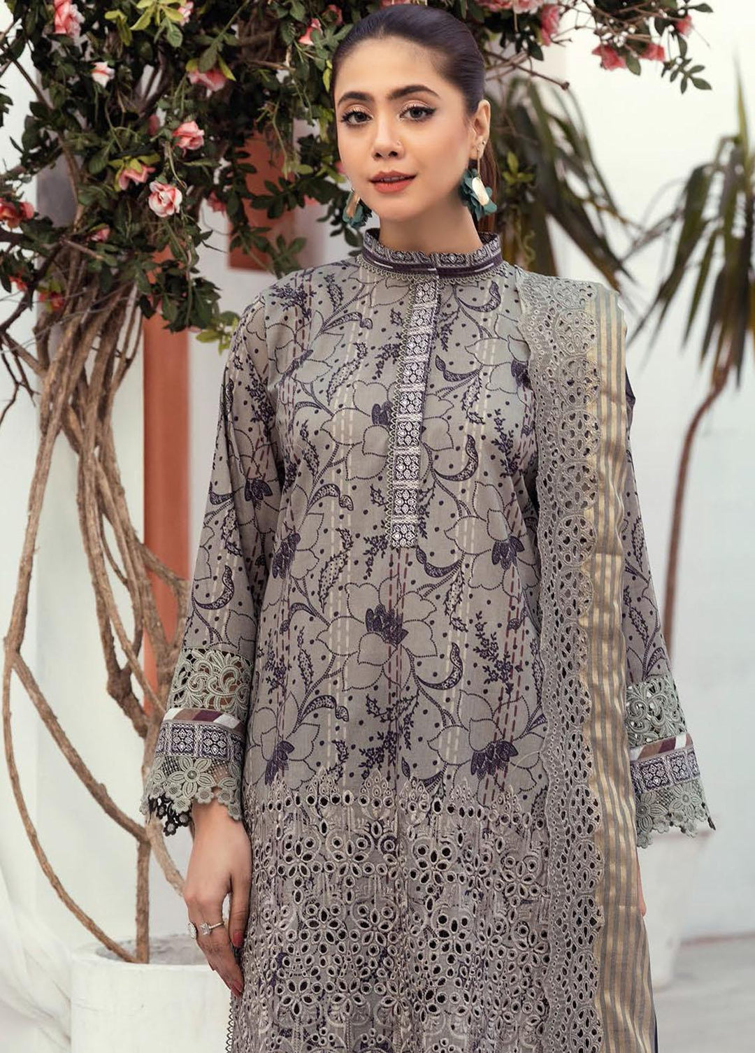 Mahees's By Riaz Arts Embroidered Lawn Suits Unstitched 3 Piece RA23-M6 09 - Summer Collection