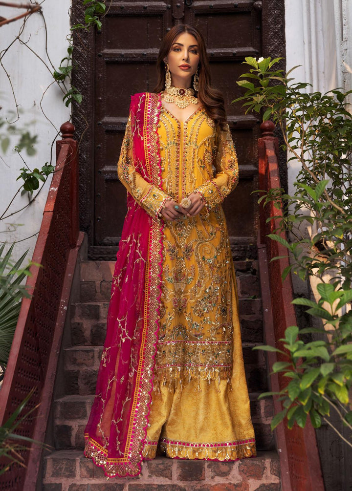 Mahermah By Emaan Adeel Embroidered Chiffon Suits Unstitched 3 Piece EA22-M2 MB-204 - Bridal Collection
