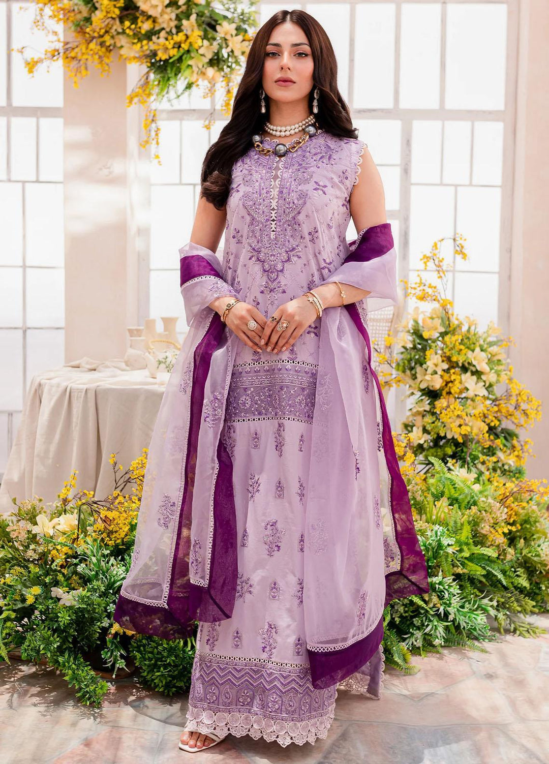 Maheru By Freesia Premium Embroidered Lawn Suits Unstitched 3 Piece FRE23MH MLFD147 Megh - Summer Collection