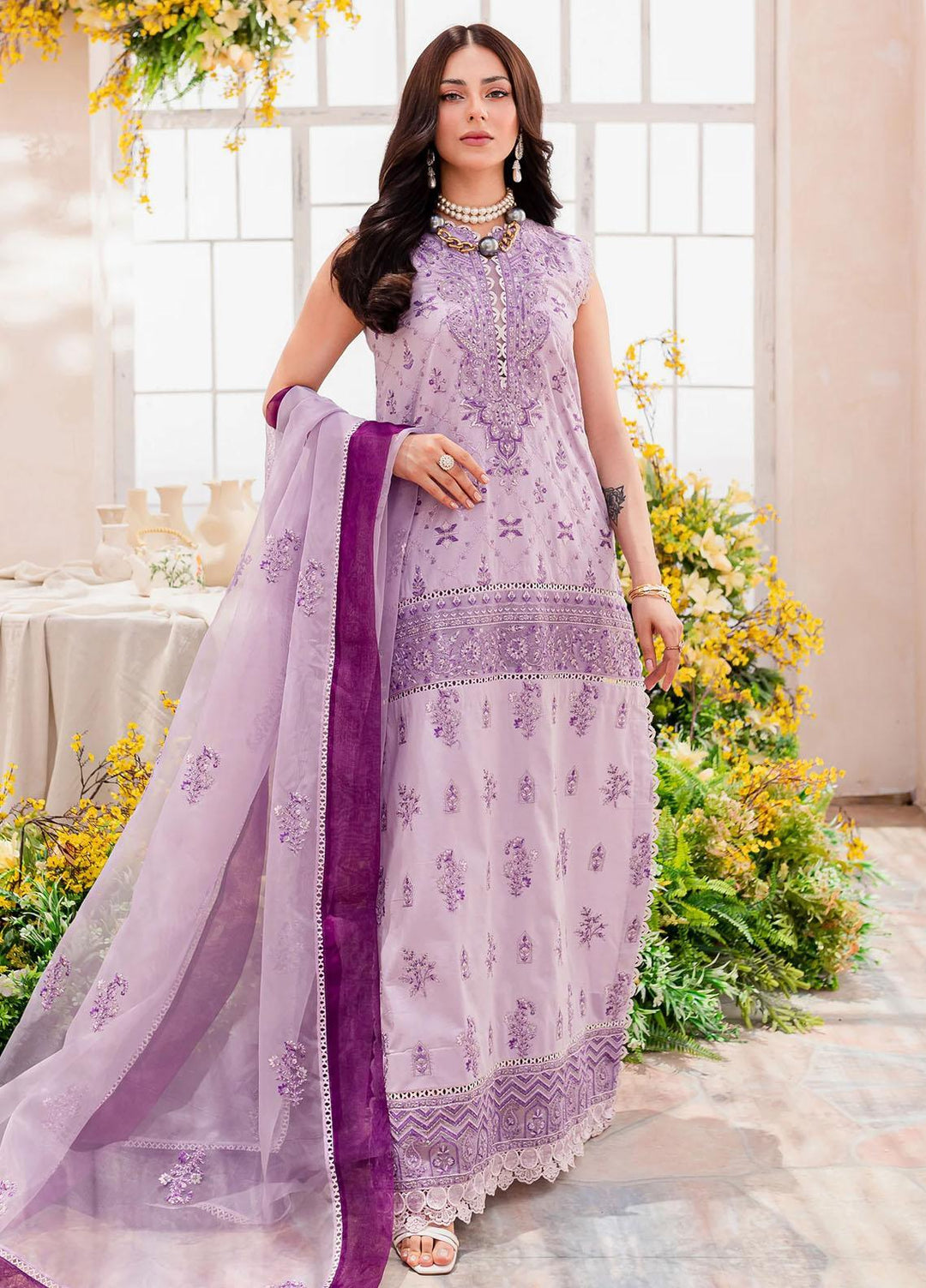 Maheru By Freesia Premium Embroidered Lawn Suits Unstitched 3 Piece FRE23MH MLFD147 Megh - Summer Collection