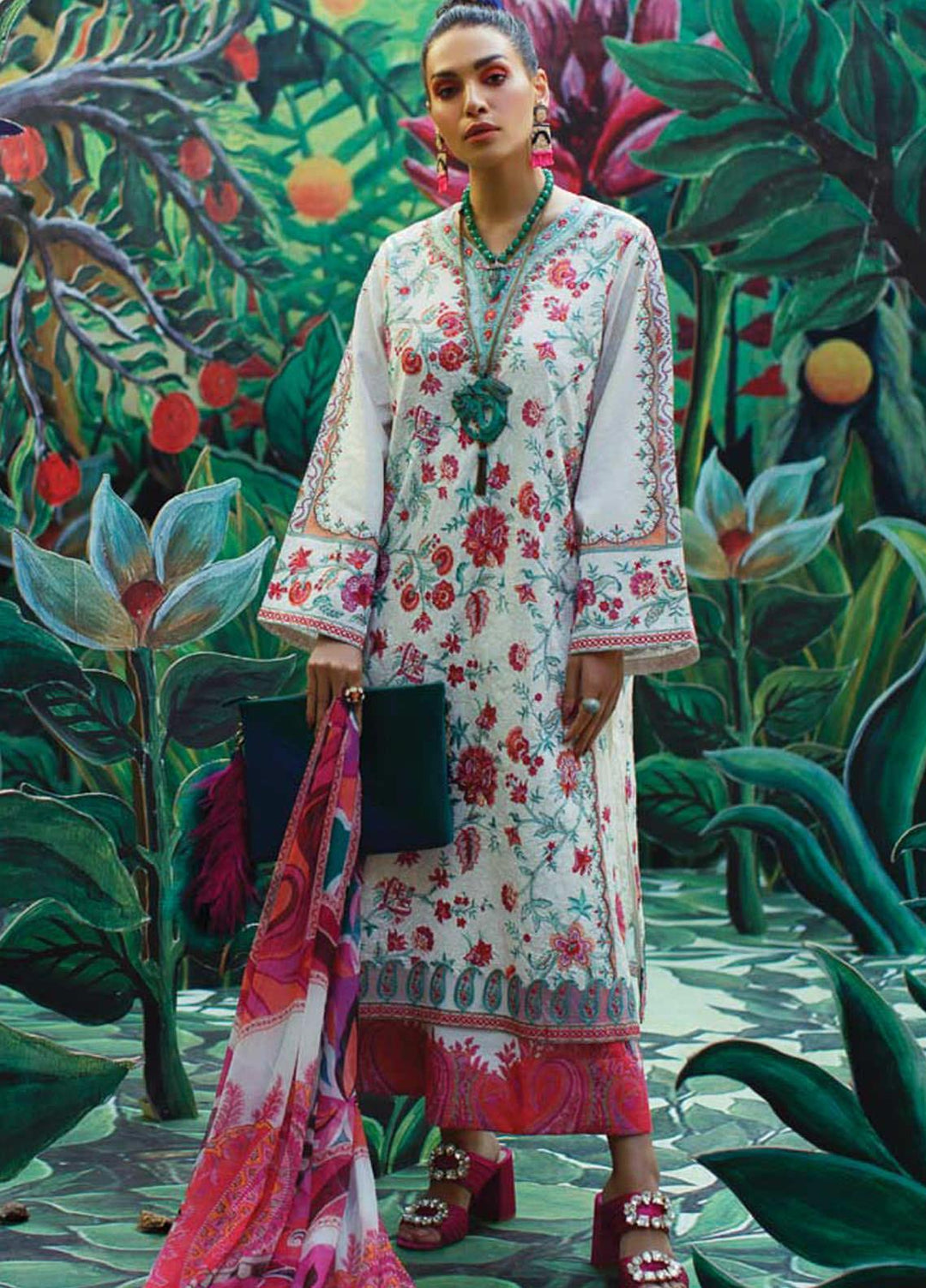 Mahgul Embroidered Lawn Suits Unstitched 3 Piece MG21LR MLL21-09 - Luxury Collection